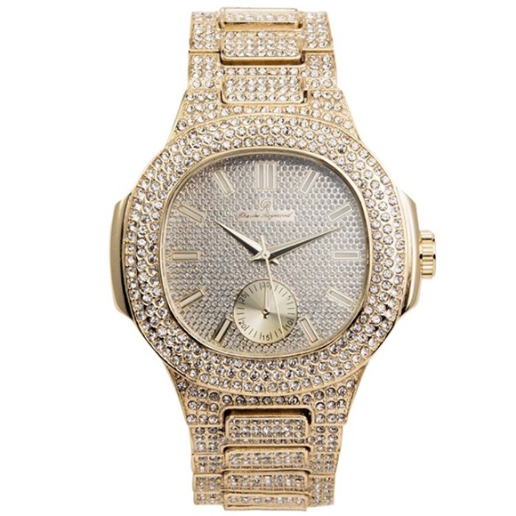 14K Gold Plated Iced Out Benjamin Shine Watch set - Picture 3 of 5